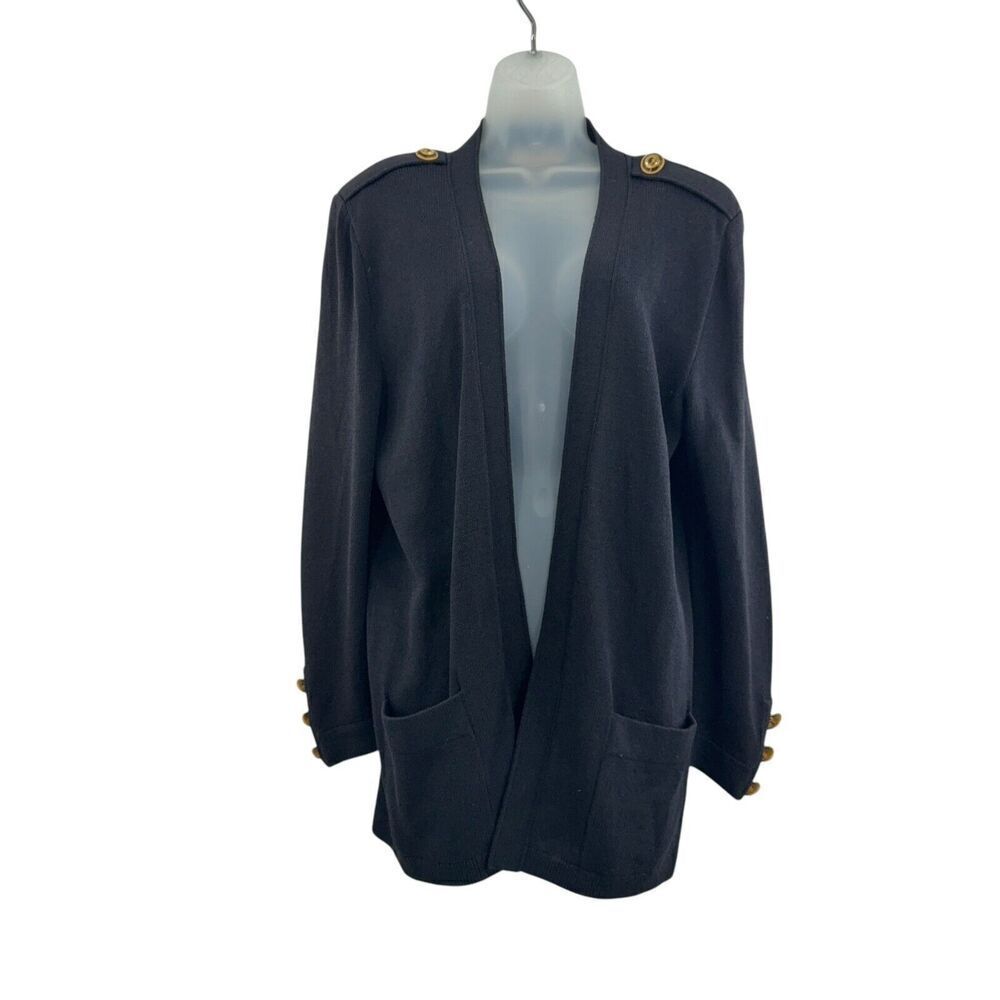 St. John Open Front Cardigan Women's Small Black Santana Knit Classic
